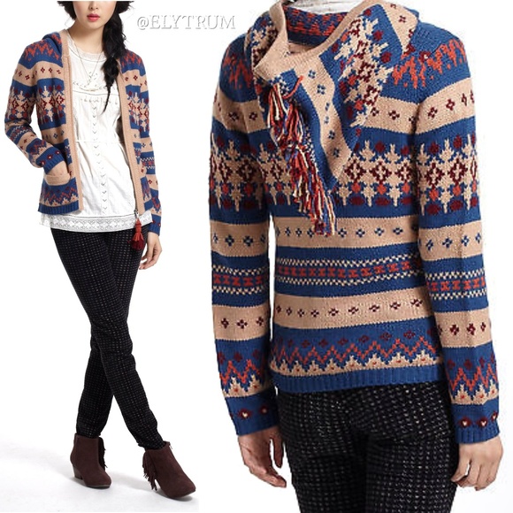 Anthropologie Sweaters - Anthropologie Sparrow Fairisle fringe hood jacket